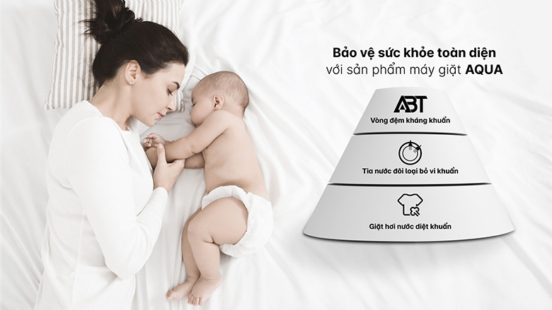 Vòng đệm cửa kháng khuẩn ABT-Máy giặt Aqua Inverter 10 kg AQD-A1000G W lồng ngang