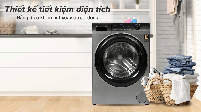 Thiết kế -Máy giặt Aqua Inverter 10 kg AQD-A1000G S lồng ngang