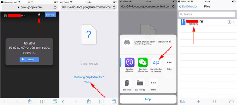 Cách giải nén file trên điện thoại iOS bước 2