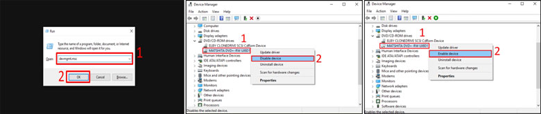 Laptop không đọc được đĩa hãy khởi động lại điều khiển DVD/CD