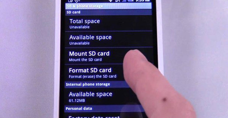 Cách xóa dữ liệu trong thẻ nhớ điện thoại: Bước 3