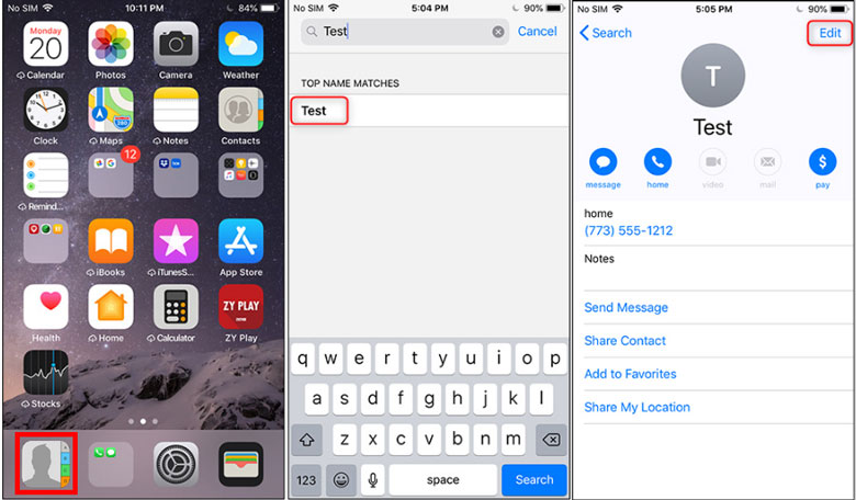 Cách xóa số điện thoại trên iPhone bước 1