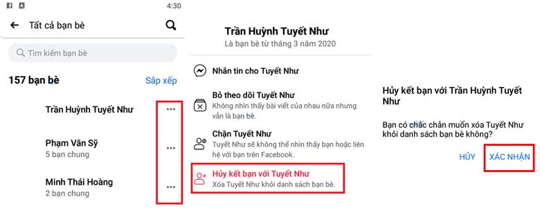 Xóa bạn bè trên facebook bằng điện thoại: Bước 2