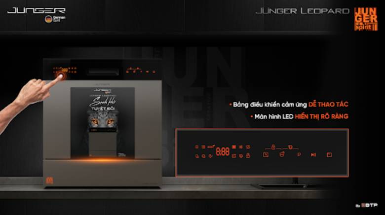 Máy rửa bát Junger Leopard DWJ-133-MS - Bảng điều khiển cảm ứng & LED hiển thị