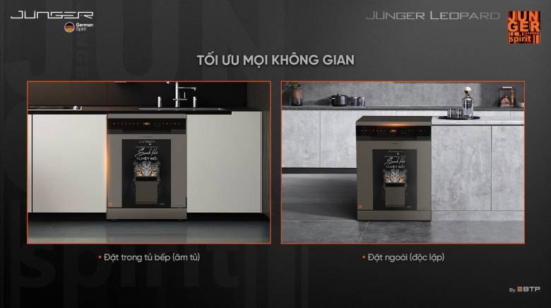 Máy rửa bát Junger Leopard DWJ-163-MS - Thiết kế chân đế linh hoạt, tối ưu mọi không gian