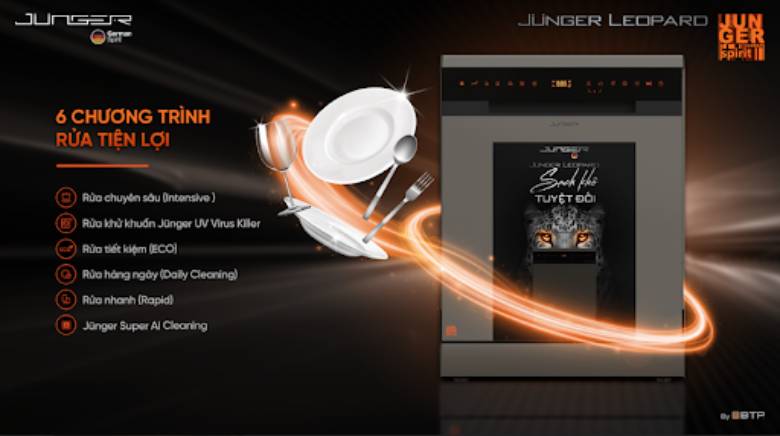 Máy rửa bát Junger Leopard DWJ-163-MS - 6 chương trình rửa đa dạng
