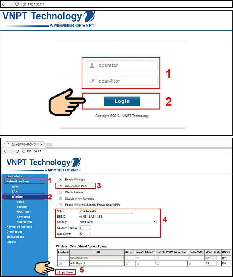 Cách ẩn tên Wifi với nhà mạng VNPT