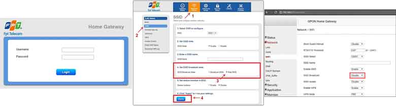 Cách ẩn tên Wifi với nhà mạng FPT