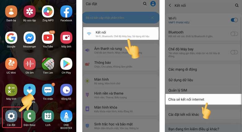 Cách phát wifi từ điện thoại Samsung: Bước 1