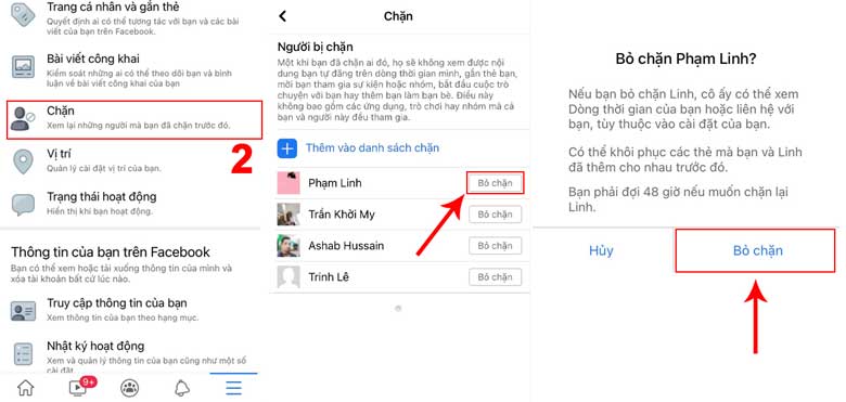 Cách bỏ chặn Facebook trên điện thoại: Bước 2