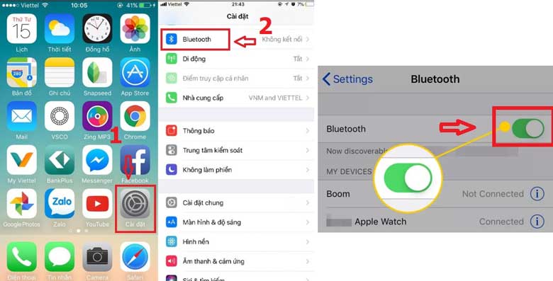 Cách hát karaoke bằng điện thoại và loa bluetooth: Kết nối loa với điện thoại iPhone bước 1