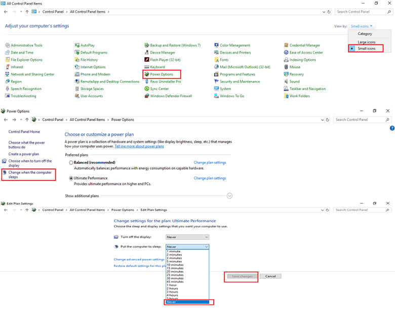Thiết lập lại thời gian sleep cho laptop hãy vào Control Panel và chỉnh thời gian sleep