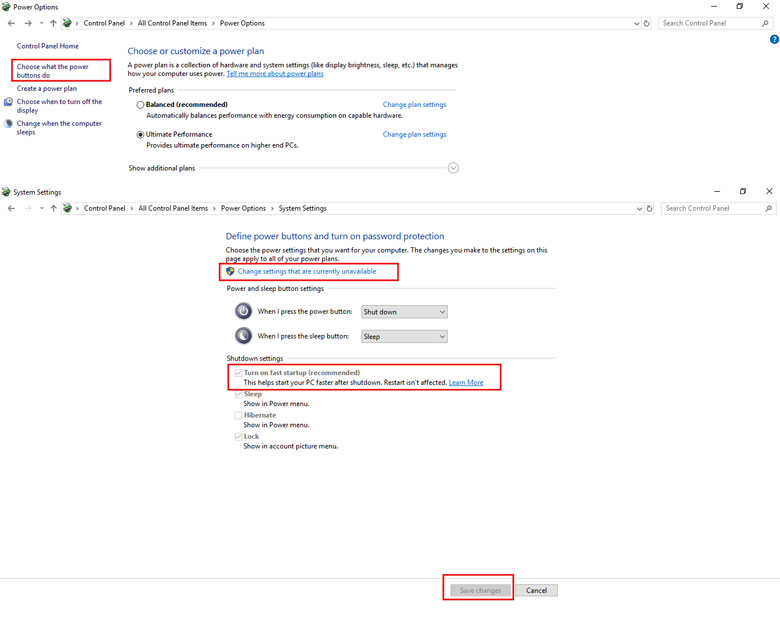 Laptop tự sleep bằng cách tắt chế độ Fast Startup