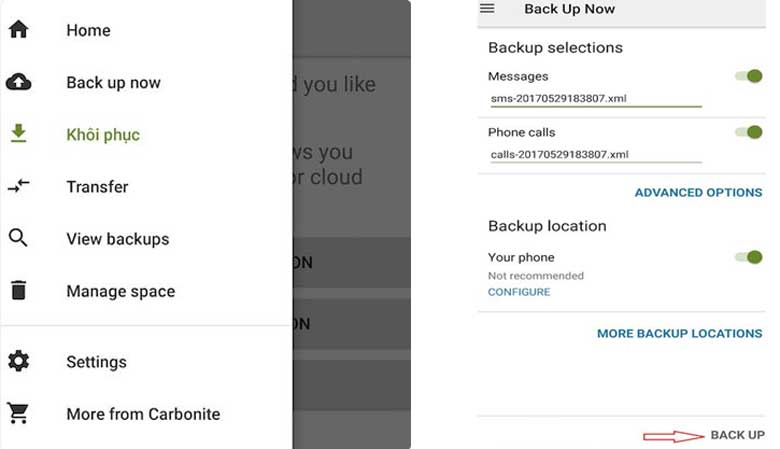 Cách khôi phục tin nhắn sms trên điện thoại iPhone: Bước 2+3