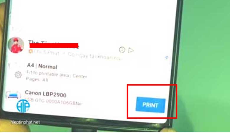 Cách in từ điện thoại ra máy in Canon 2900: Bước 5