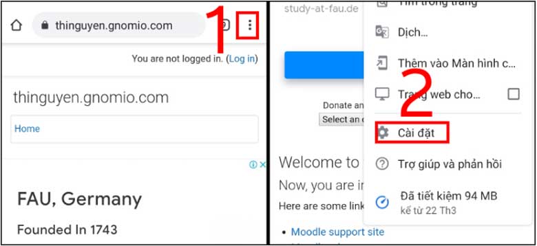 Cách chặn quảng cáo trên điện thoại bằng tắt cửa sổ pop-up và quảng cáo trên Chrome: Bước 1