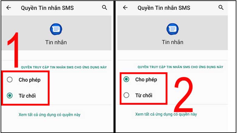 Khắc phục điện thoại không gửi được tin nhắn SMS do chưa cấp quyền: Bước 3