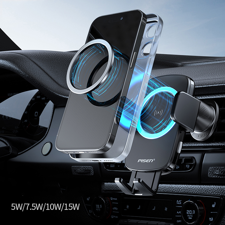 Sạc nhanh không dây - Sạc PISEN Car Wireless Auto Clamping 15W