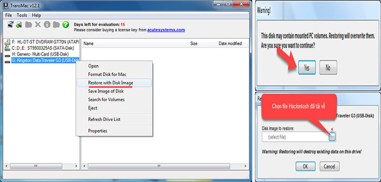 Cách cài Mac OS trên laptop cần tạo bộ cài Hackintosh tiếp tục quá trình Format