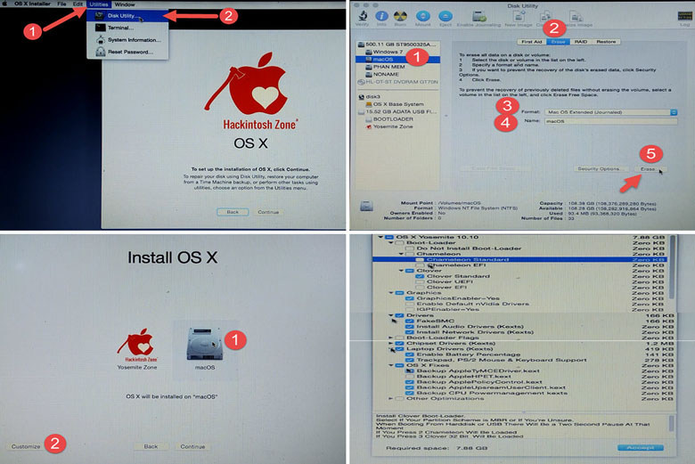 Cách cài Mac OS trên laptop thực hiện phân vùng