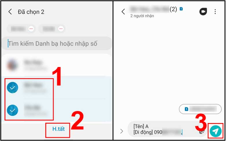 Cách gửi số điện thoại qua tin nhắn trên Android: Tính năng chia sẻ bước 2
