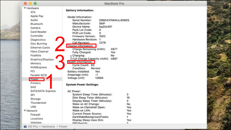 Nhưng thông tin liên quan đến pin MacBook: Kiểm tra số lần sạc pin
