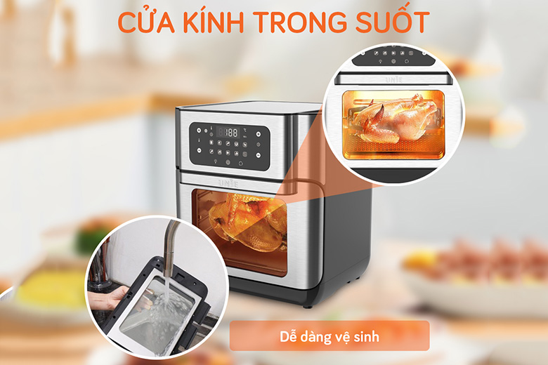 Cửa kính-Nồi chiên không dầu Unie 10 lít UE-1000