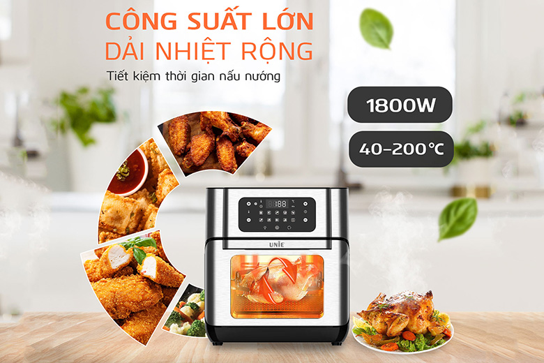 Công suất -Nồi chiên không dầu Unie 10 lít UE-1000