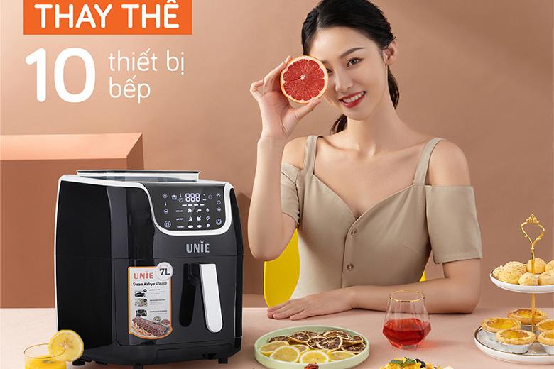 Thay thế 10 loại thiết bị-Nồi chiên không dầu hơi nước Unie 7 lít Steam US6800
