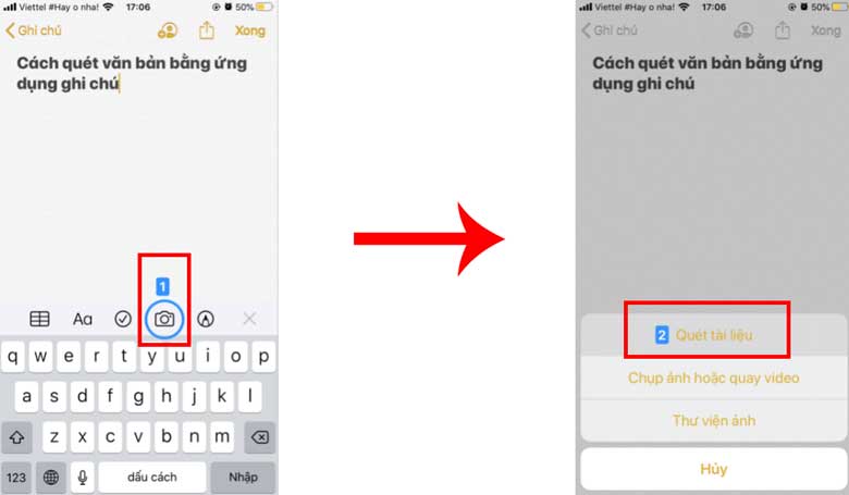 Cách scan bằng điện thoại bằng tính năng riêng trên iPhone: Bước 1
