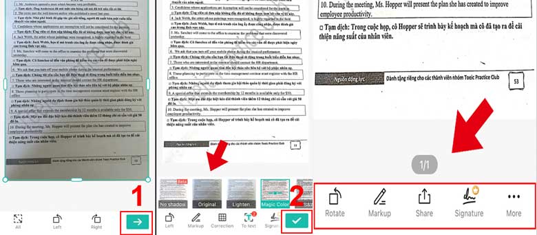 Scan bằng điện thoại với phần mềm CamScanner: Bước 3