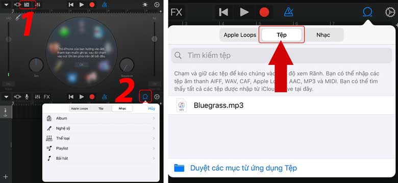 Cách cài nhạc chuông điện thoại iPhone bằng GarageBand: Bước 2