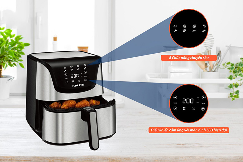Bảng điều khiển-Nồi chiên không dầu Kalite 5.5 lít Q6