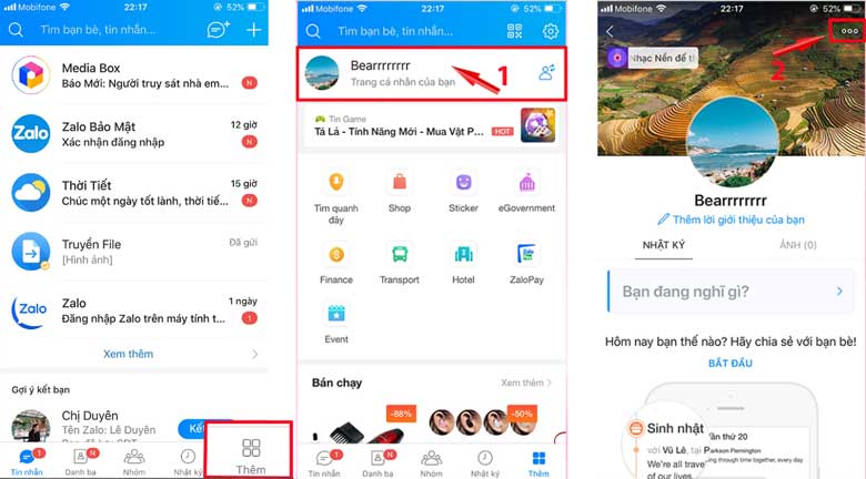 Cách đổi số điện thoại zalo: Đổi tên bước 1
