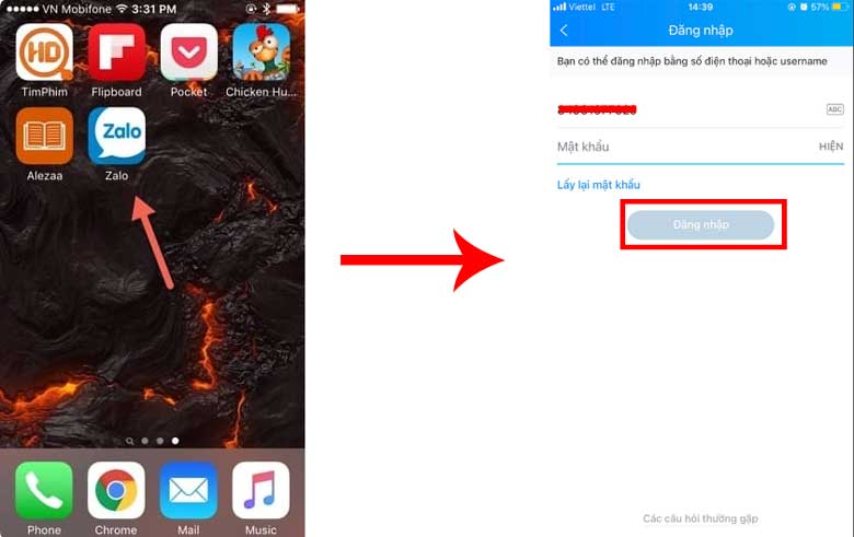 cách đăng nhập zalo trên 2 điện thoại iPhone: Bước 1