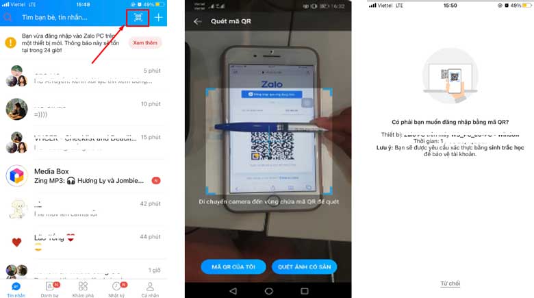 cách đăng nhập zalo trên 2 điện thoại iPhone: Bước 2.2.