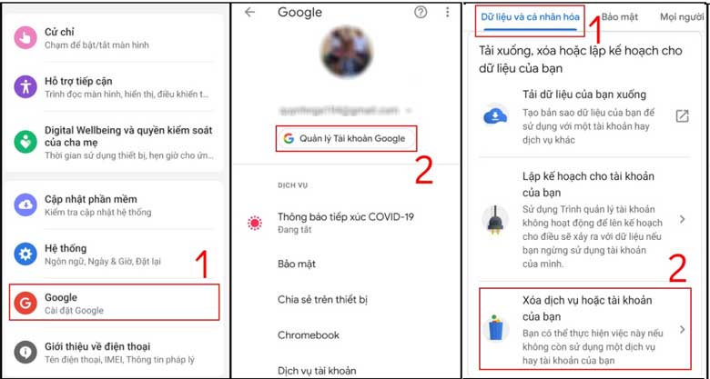 Cách xóa tài khoản gmail trên điện thoại Samsung: Bước 1