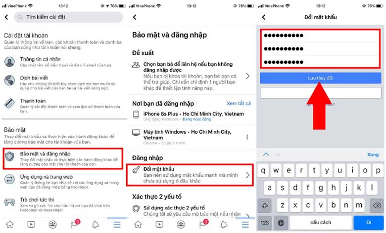 Cách thay đổi mật khẩu Facebook trên điện thoại iPhone: Bước 2