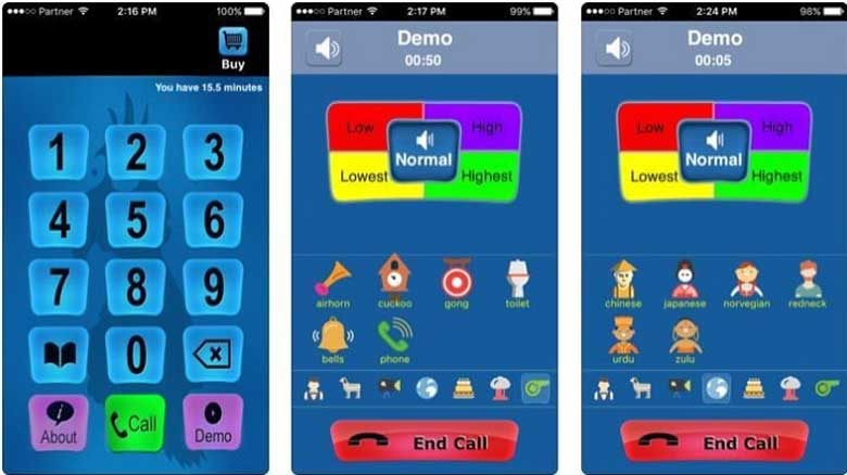 Điện thoại thay đổi giọng nói bằng IntCall