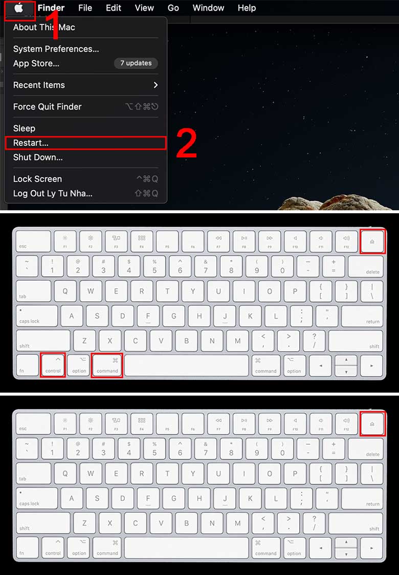 Cách khắc phục khi MacBook bị đơ hãy khởi động lại máy