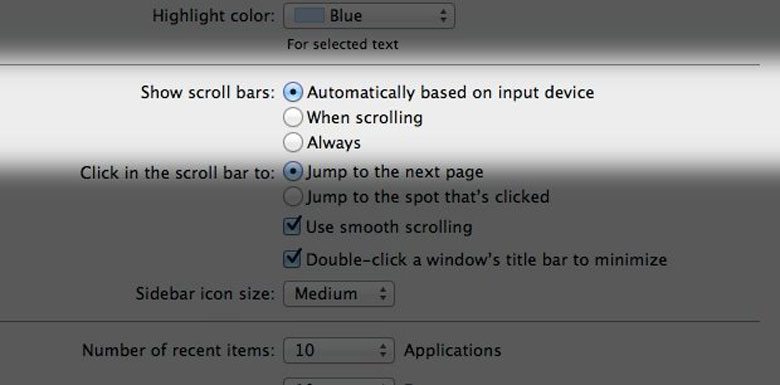 tính năng của macbook - Khôi phục thanh cuộn