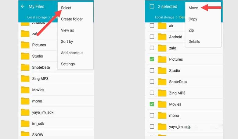 Cách chuyển hình ảnh từ điện thoại sang thẻ nhớ trên điện thoại Android: Bước 3