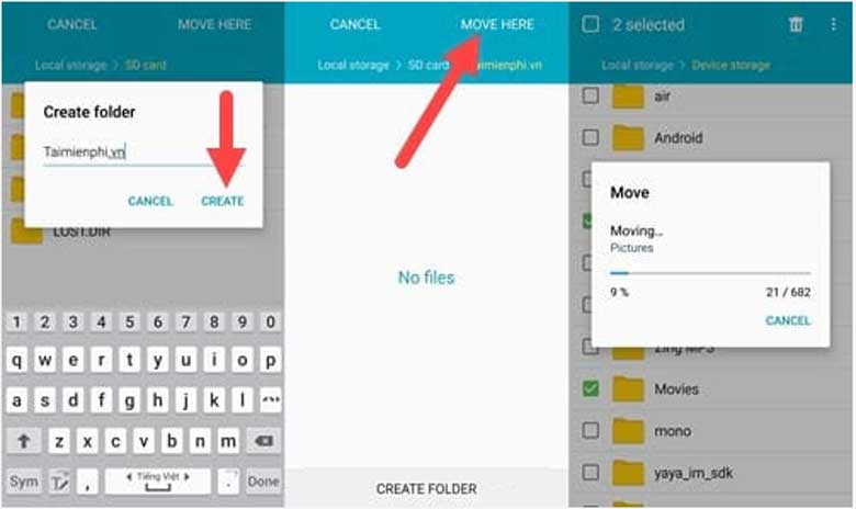 Cách chuyển hình ảnh từ điện thoại sang thẻ nhớ trên điện thoại Android: Bước 5