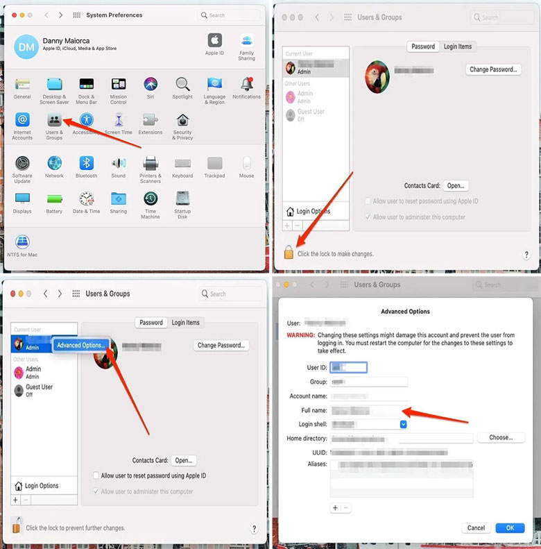 Hướng dẫn cách thay đổi tên quản trị MacBook