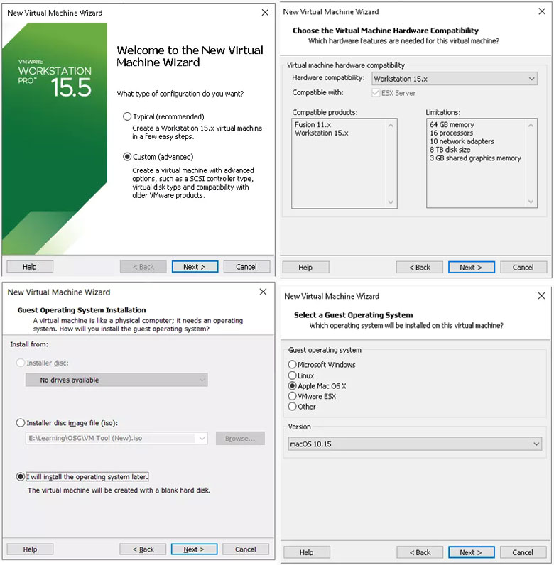 Cài máy ảo MacOS trên Win 10 VMWare cần cài lần lượt theo các bước