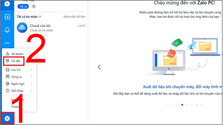 Cách chuyển tin nhắn zalo từ máy tính sang điện thoại: Bước 2