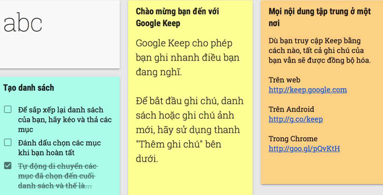 Google Keep có những tính năng vượt bậc