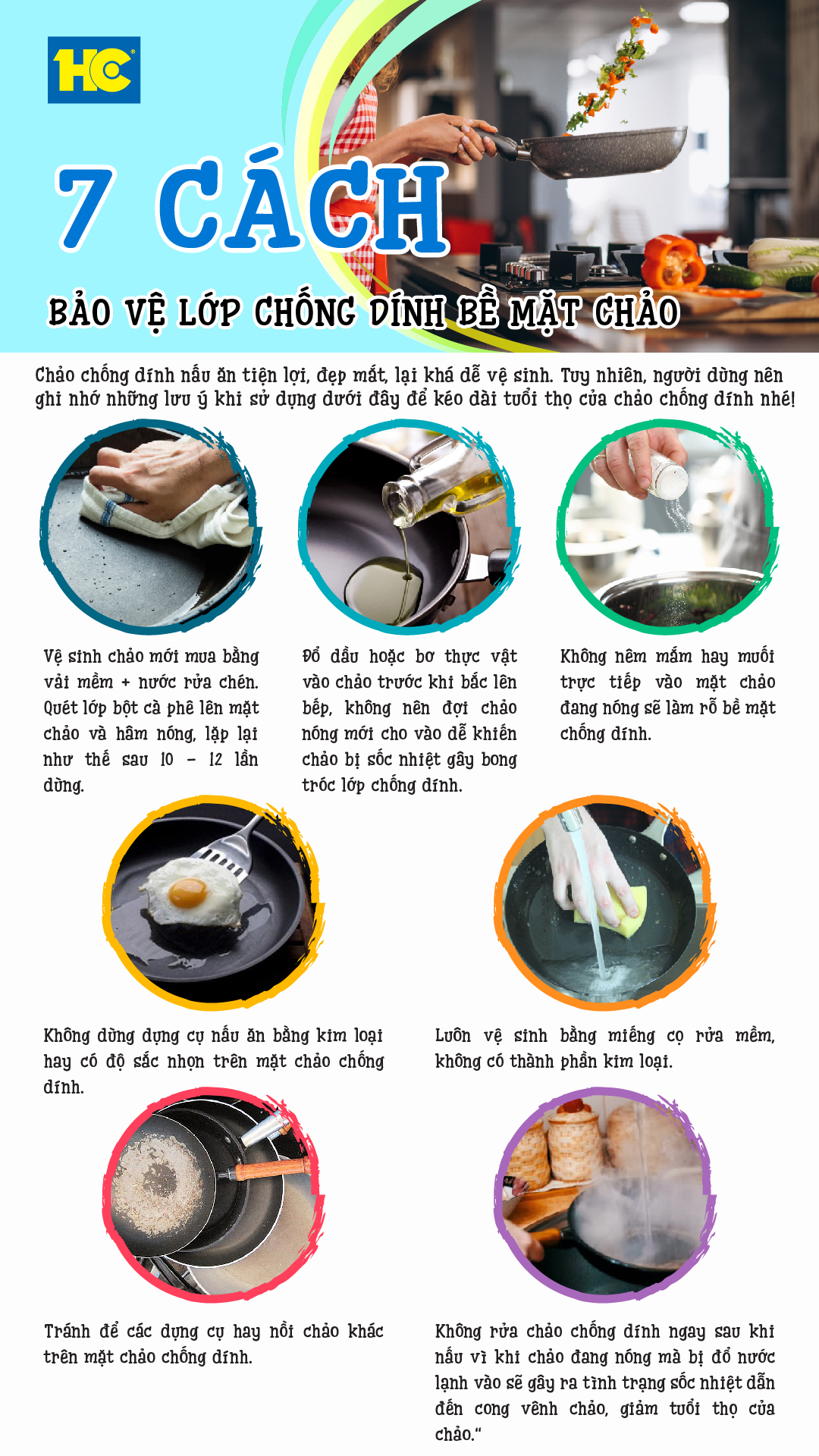 7 Cách bảo vệ lớp chống dính bề mặt chảo đơn giản
