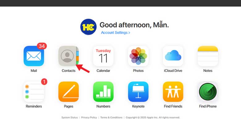 Cách chuyển số điện thoại từ máy sang sim bằng icloud: Bước 3