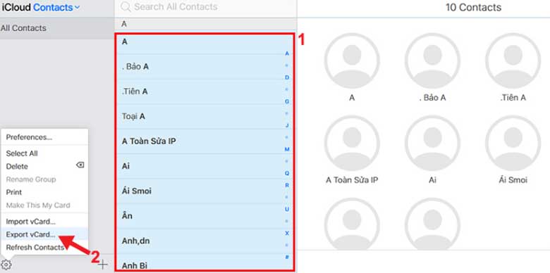 Cách chuyển số điện thoại từ máy sang sim bằng icloud: Bước 4